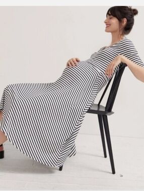 Hatch Colette Striped Ribbed Fit &Flare Midi Maternity Dress